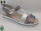 Franken dames comfort sandaal, F124 blauw/zilver, Maat 37