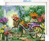 Delki® Bicycle Peinture By Number Adultes - 40x50 - Pinceaux en bois - Canvasdoek en vrac
