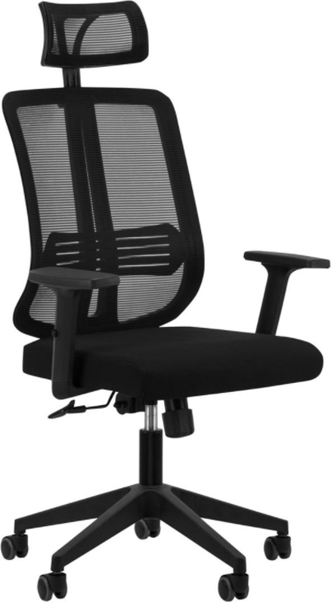 Bureaustoel - Ergonomische Bureaustoel - Comfort met hoofdsteun - Zwart - 57x48x25