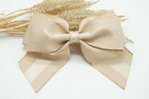 Grosgrain large haarstrik - Kleur Taupe - Haarstrik  - Glitter haarstrik – Babyshower - Bows and Flowers