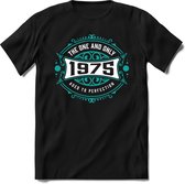 1975 The One And Only | Feest Kado T-Shirt Heren - Dames | Cobalt - Wit | Perfect Verjaardag Cadeau Shirt | Grappige Spreuken - Zinnen - Teksten | Maat XL