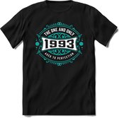 1993 The One And Only | Feest Kado T-Shirt Heren - Dames | Cobalt - Wit | Perfect Verjaardag Cadeau Shirt | Grappige Spreuken - Zinnen - Teksten | Maat XXL