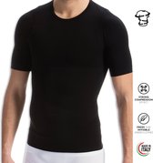 Heren figuur corrigerend T-shirt  - Farmacell - Kleur zwart - S - Sterke compressie rond buik, borst en rug - Shapeshirts
