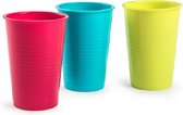 12x stuks Drinkglazen/limonadeglazen gekleurd 360 ml - Sapglazen/waterglazen onbreekbaar kunststof voor kinderen
