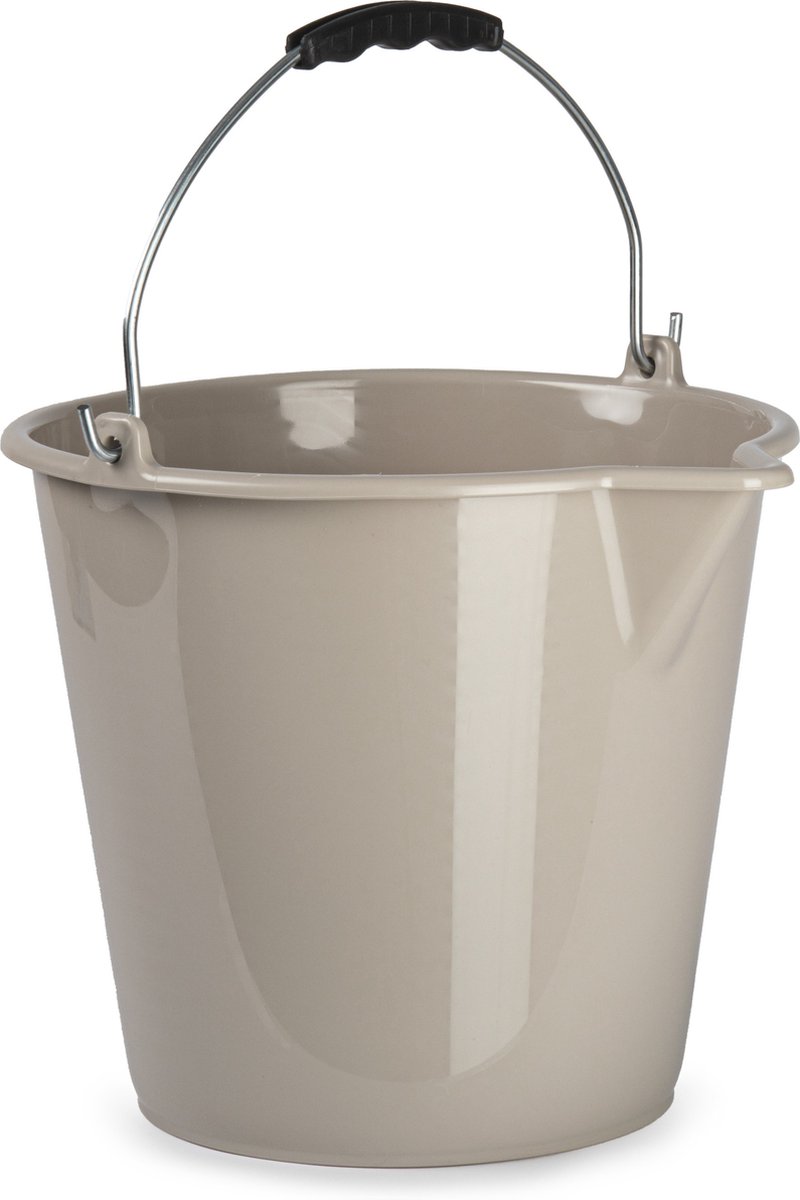 PlasticForte Emmer - taupe - 9 liter - schoonmaak emmer - met schenktuit