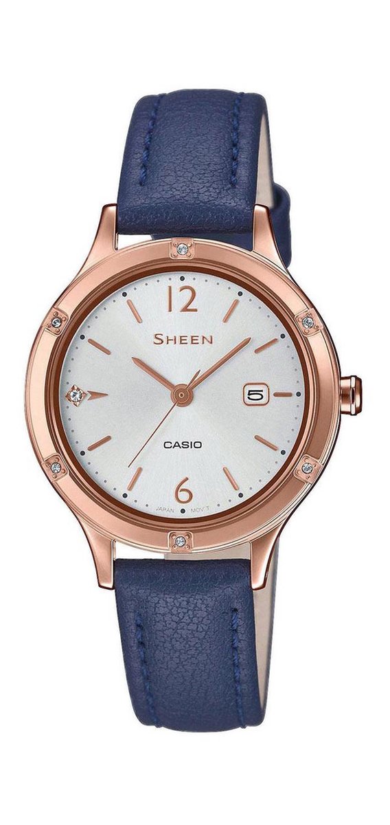 Casio Sheen SHE-4533PGL-7BUER Horloge - Leer - Blauw - Ø 30 mm