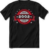 2002 Premium Quality | Feest Kado T-Shirt Heren - Dames | Rood - Zilver | Perfect Verjaardag Cadeau Shirt | Grappige Spreuken - Zinnen - Teksten | Maat XXL