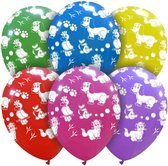 Ballonnen bedrukt met huisdieren, 6 stuks, 30 cm, latex, pets balloons