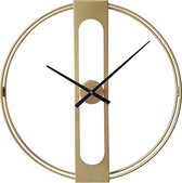 LW Collection moderne gouden wandklok 80cm - Industriële muurklok goud Jayden - Minimalistische wandklok goudkleurig - Wandklok stil uurwerk