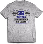 35 Jaar Legend - Feest kado T-Shirt Heren / Dames - Antraciet Grijs / Donker Blauw - Perfect Verjaardag Cadeau Shirt - grappige Spreuken, Zinnen en Teksten. Maat 3XL