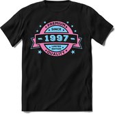 1997 Premium Quality | Feest Kado T-Shirt Heren - Dames | Licht Roze - Licht Blauw | Perfect Verjaardag Cadeau Shirt | Grappige Spreuken - Zinnen - Teksten | Maat L