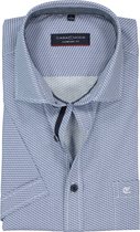 CASA MODA Sport comfort fit overhemd - korte mouw - blauw met wit dessin - Strijkvriendelijk - Boordmaat: 51/52