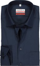 MARVELIS modern fit overhemd - donkerblauw - Strijkvrij - Boordmaat: 47