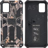 Samsung Galaxy A51 (4G) Hoesje - Rugged Extreme Backcover Blaadjes Camouflage met Kickstand - Groen