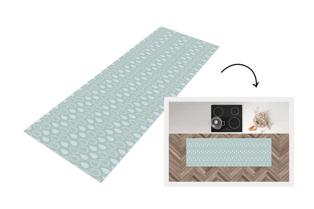 Keukenloper - Loper keuken - Patronen - Zee - Druppel - 150x50 cm - Keukenloper vinyl