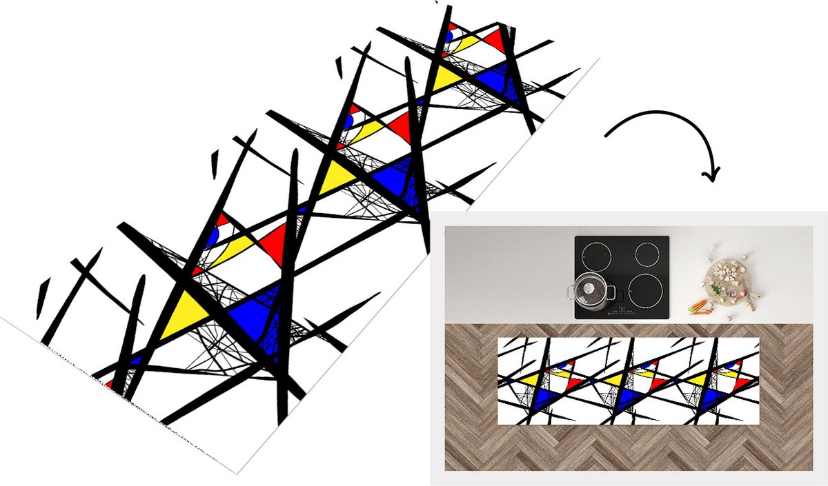 KitchenYeah Keukenloper - Loper keuken - Patronen - Abstract - Kunst - 180x60 cm - Keukenloper vinyl Multicolor