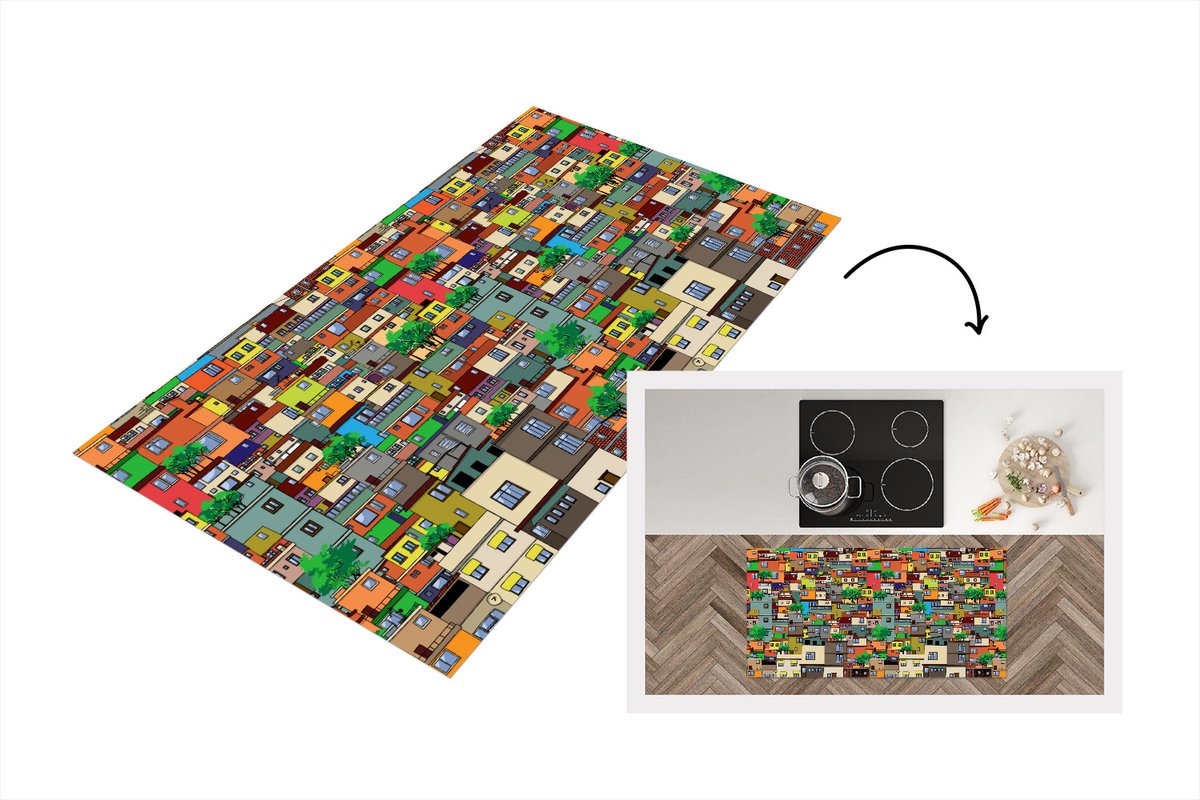 KitchenYeah Keukenloper - Loper keuken - Patronen - Gebouwen - Zentangle - Keukenloper vinyl multicolor, foto 3