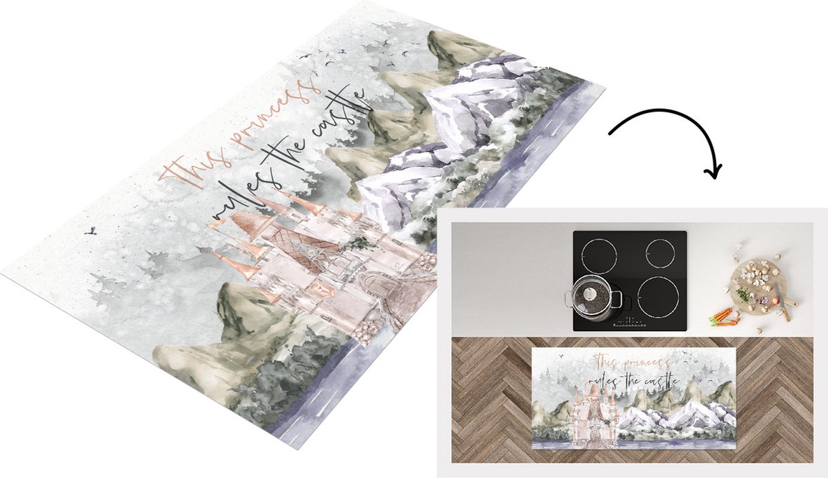 KitchenYeah Keukenloper - Loper keuken - Quotes - Spreuken - This princess rules the castle - 120x60 cm - Keukenloper vinyl Multicolor