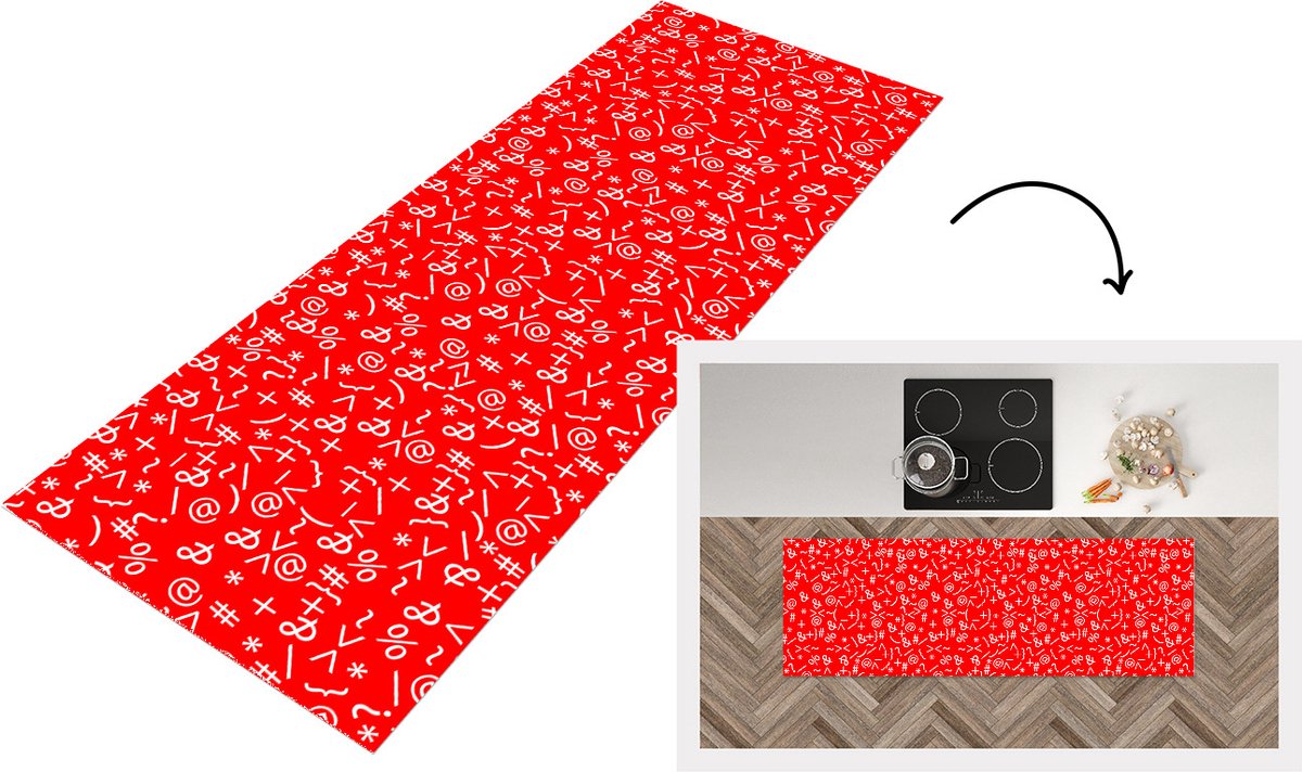 KitchenYeah Keukenloper - Loper keuken - Wiskunde - Nummers - Cijfers - Patronen - 150x50 cm - Keukenloper vinyl Multicolor