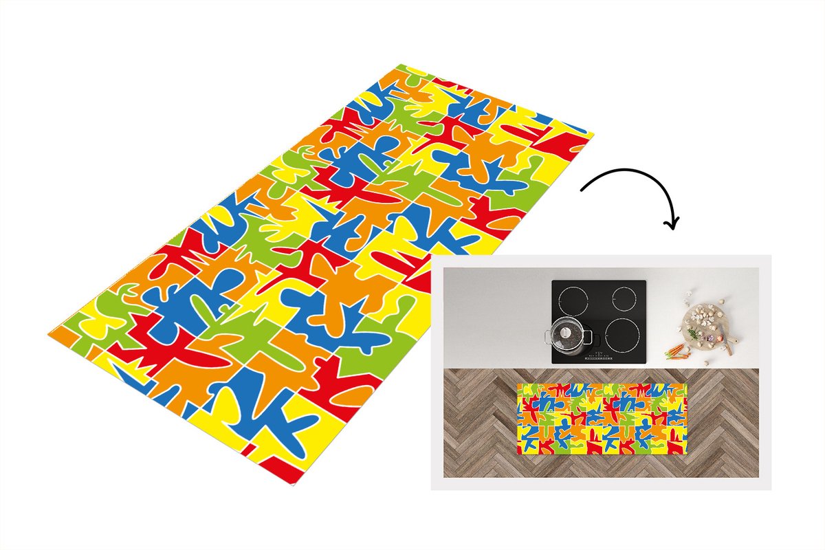 Keukenloper - Loper keuken - Puzzel - Patronen - Abstract - 120x50 cm - Keukenloper vinyl
