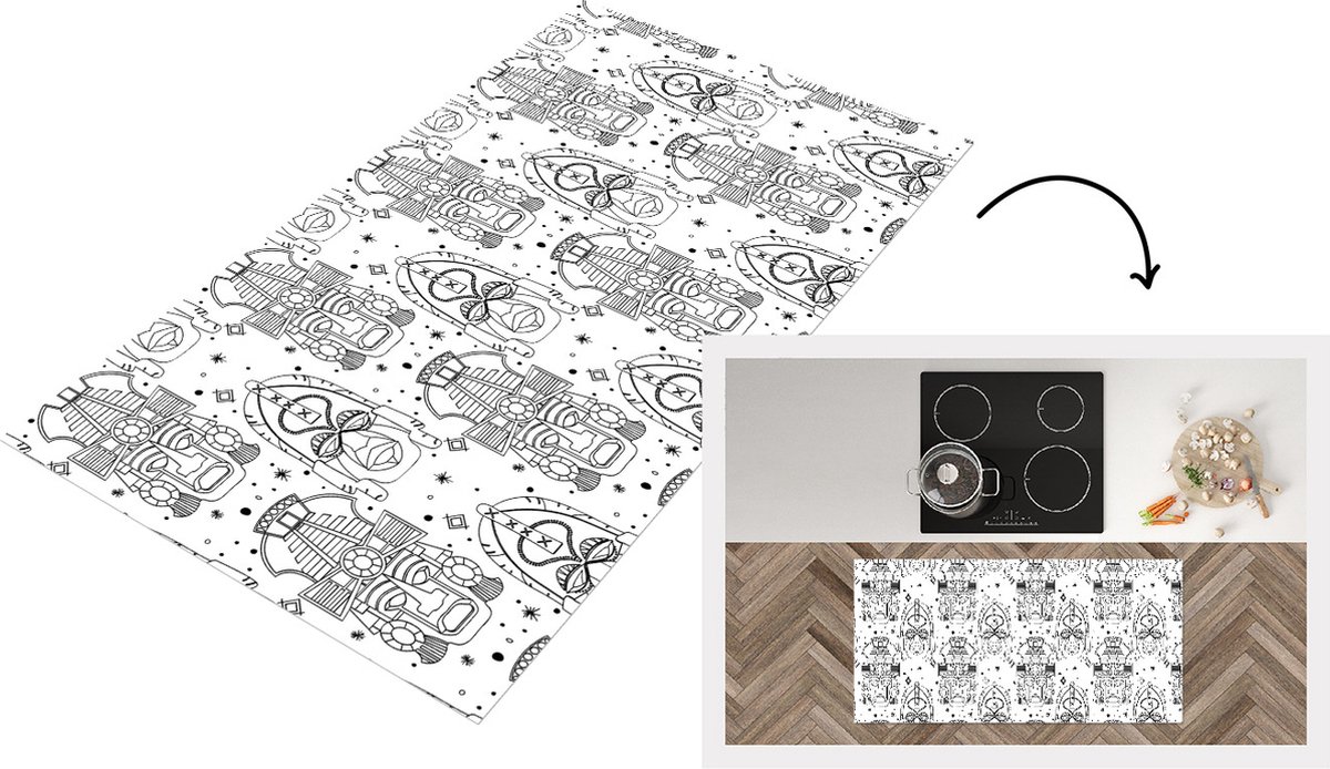 KitchenYeah Keukenloper - Loper keuken - Inca - Rituelen - Maskers - Patroon - Keukenloper vinyl multicolor, foto 7