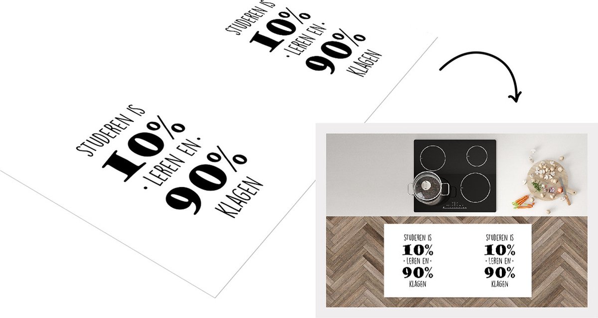 KitchenYeah Keukenloper - Loper keuken - Studie - Studeren - Quotes - Studeren is 10% leren en 90% klagen - 120x60 cm - Keukenloper vinyl Multicolor
