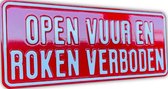 Open vuur en roken verboden aluminium geperst bord  36 x 15 cm