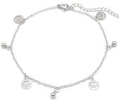 Enkelbandje Smileys - RVS - Anklet - Lengte 22-28 cm - Zilverkleurig