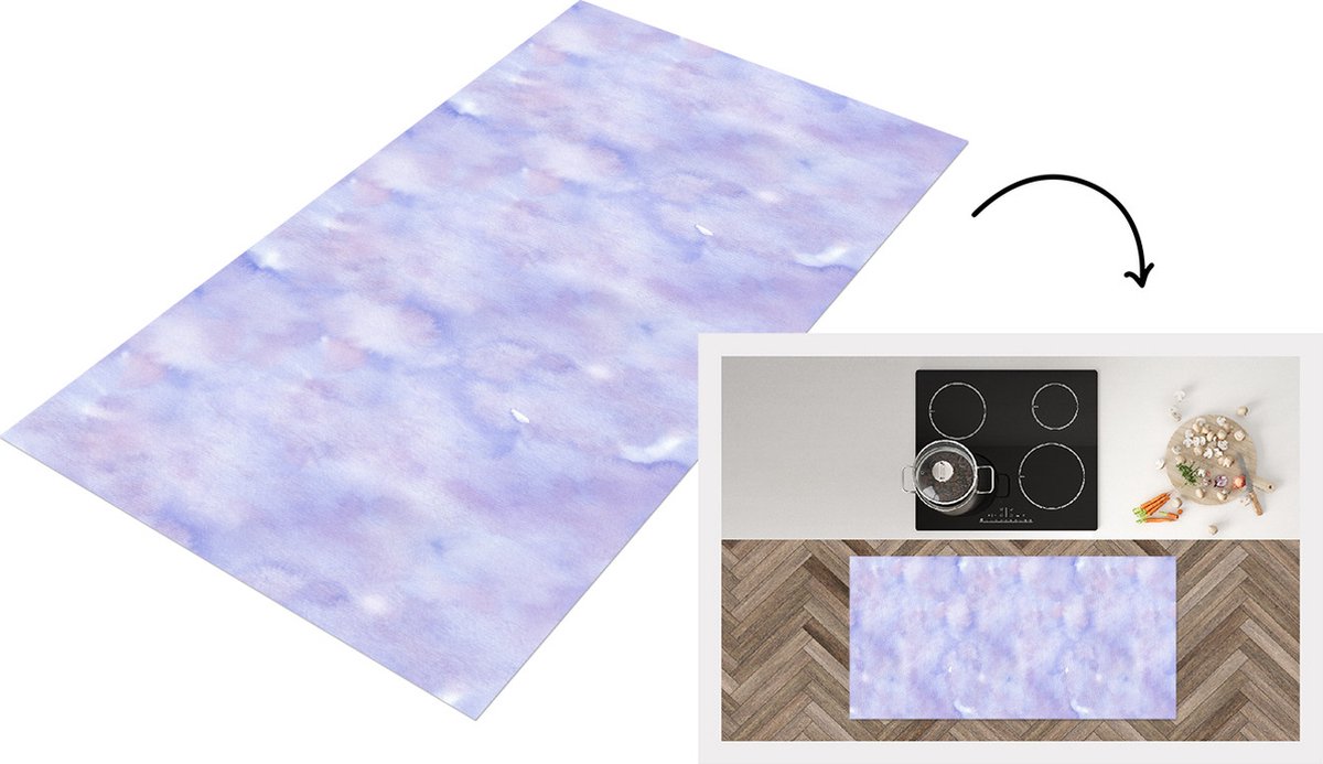 KitchenYeah Keukenloper - Loper keuken - Waterverf - Patroon - Paars - 120x60 cm - Keukenloper vinyl Multicolor