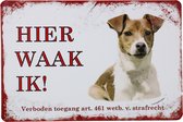 Hier waak ik Jack Russel - Wandbord - Metalen bord - 20 x 30cm - UV bestendig - Wandborden - Metalen borden - Wand bord - Decoratie - Eco vriendelijk - Cadeau - Honden bord - Jack