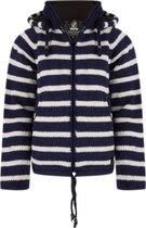 Gebreid Wollen Vest Dames met voering - W Breton Ziphood NavyWhite L