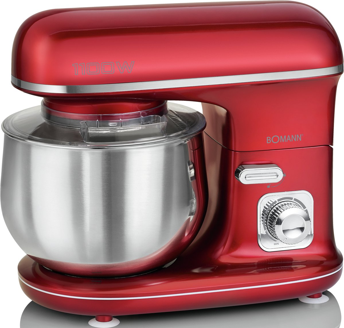 Bomann KM 6010 CB - Keukenmachine - 1100 W - 5L - Rood, Roestvrijstaal kneedmachine