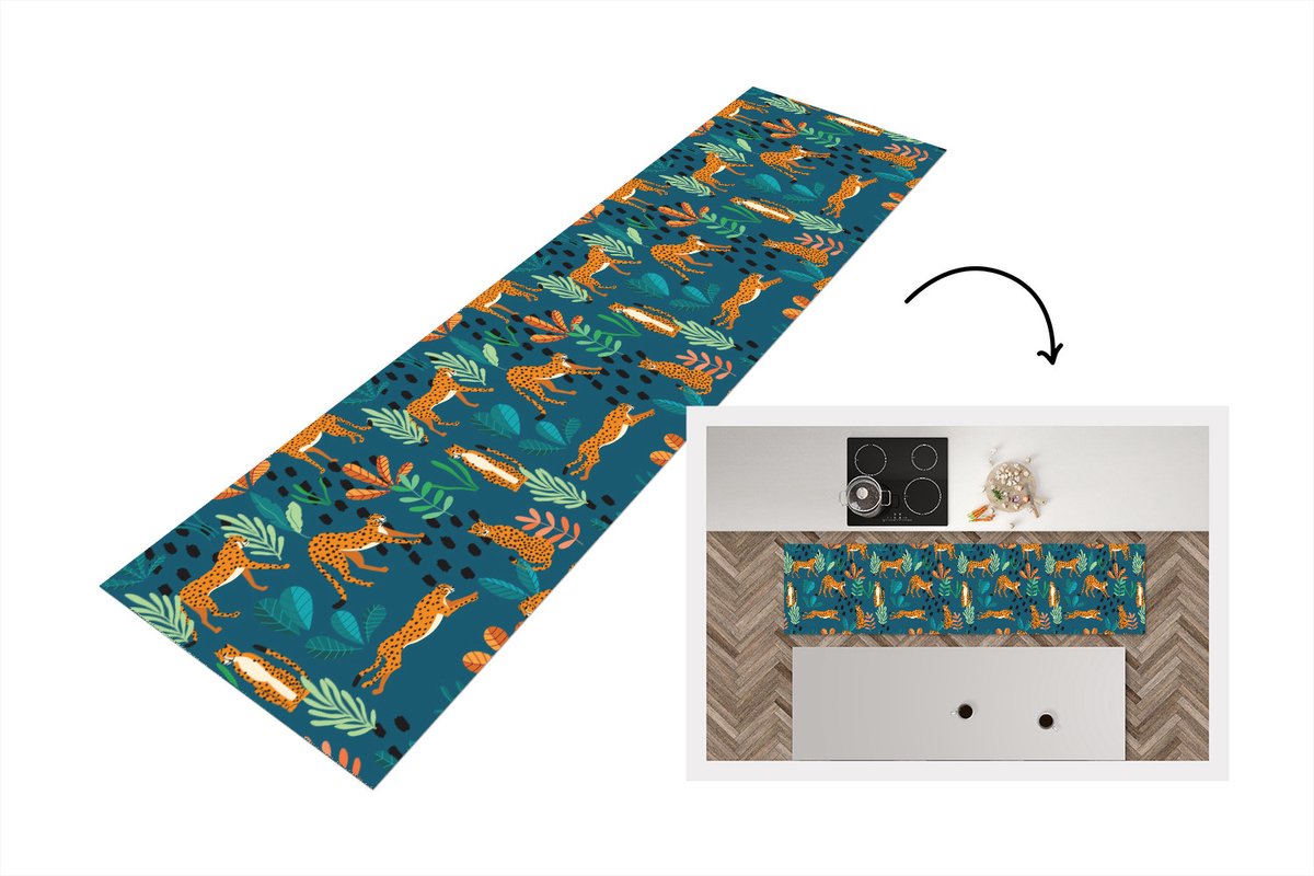 Keukenloper - Loper keuken - Patronen - Tiger - Planten - 200x50 cm - Keukenloper vinyl