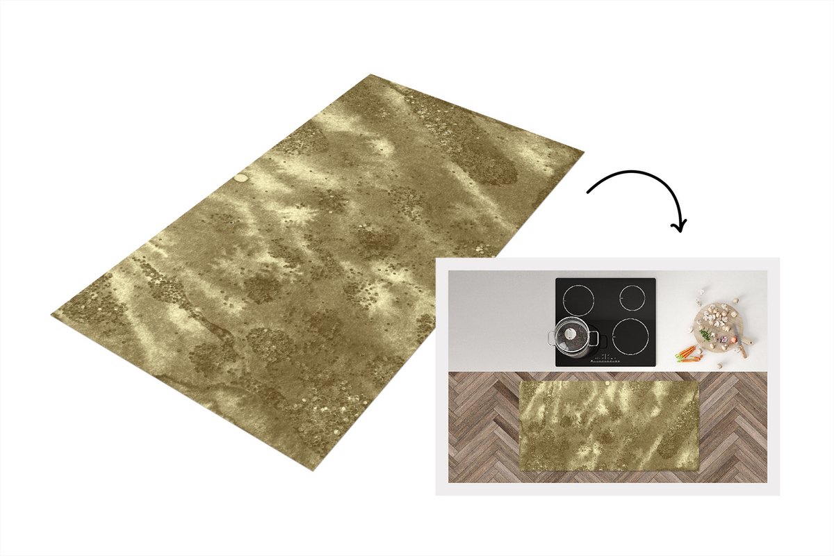 KitchenYeah Keukenloper - Loper keuken - Goud - Glitter - Structuur - 120x60 cm - Keukenloper vinyl Multicolor