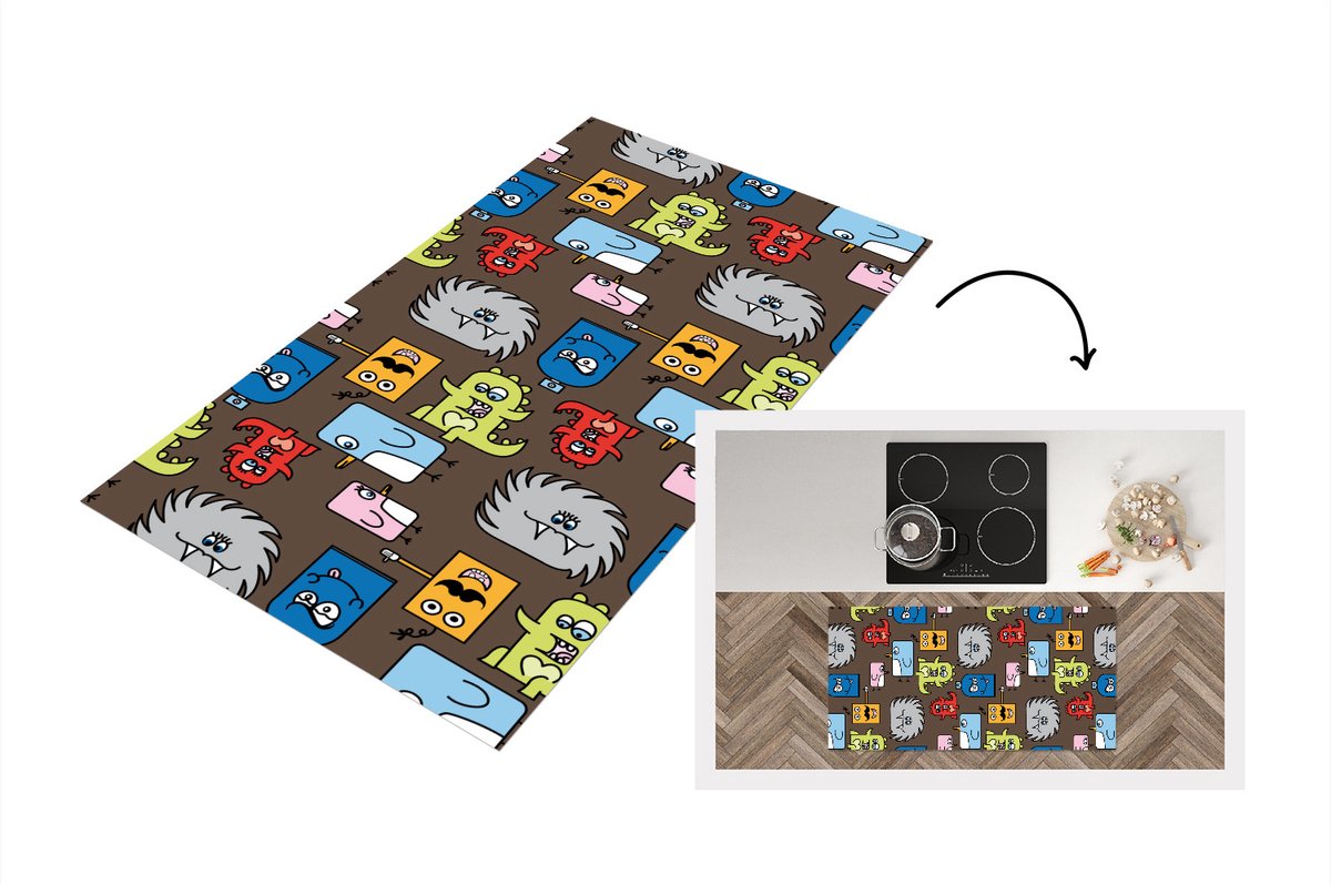 KitchenYeah Keukenloper - Loper keuken - Patronen - Monster - Dieren - Keukenloper vinyl multicolor, foto 4