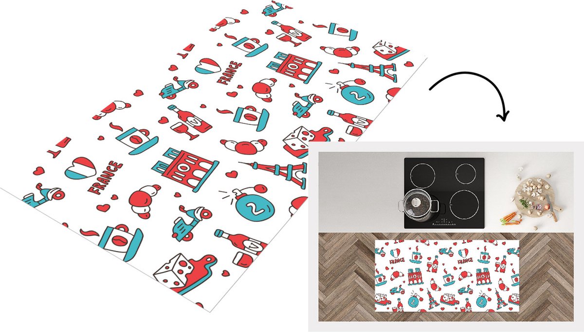 KitchenYeah Keukenloper - Loper keuken - Patroon - Frankrijk - Vlag - Keukenloper vinyl multicolor, foto 3