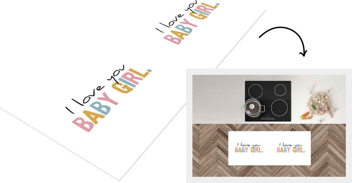 KitchenYeah Keukenloper - Loper keuken - Quotes - I love you Baby Girl - Dochter - Regenboog - Spreuken - 120x50 cm - Keukenloper vinyl Multicolor