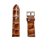 Horlogeband - 20 mm - Cognac bruin - Echt leer in croco print - Roestvrijstalen gesp