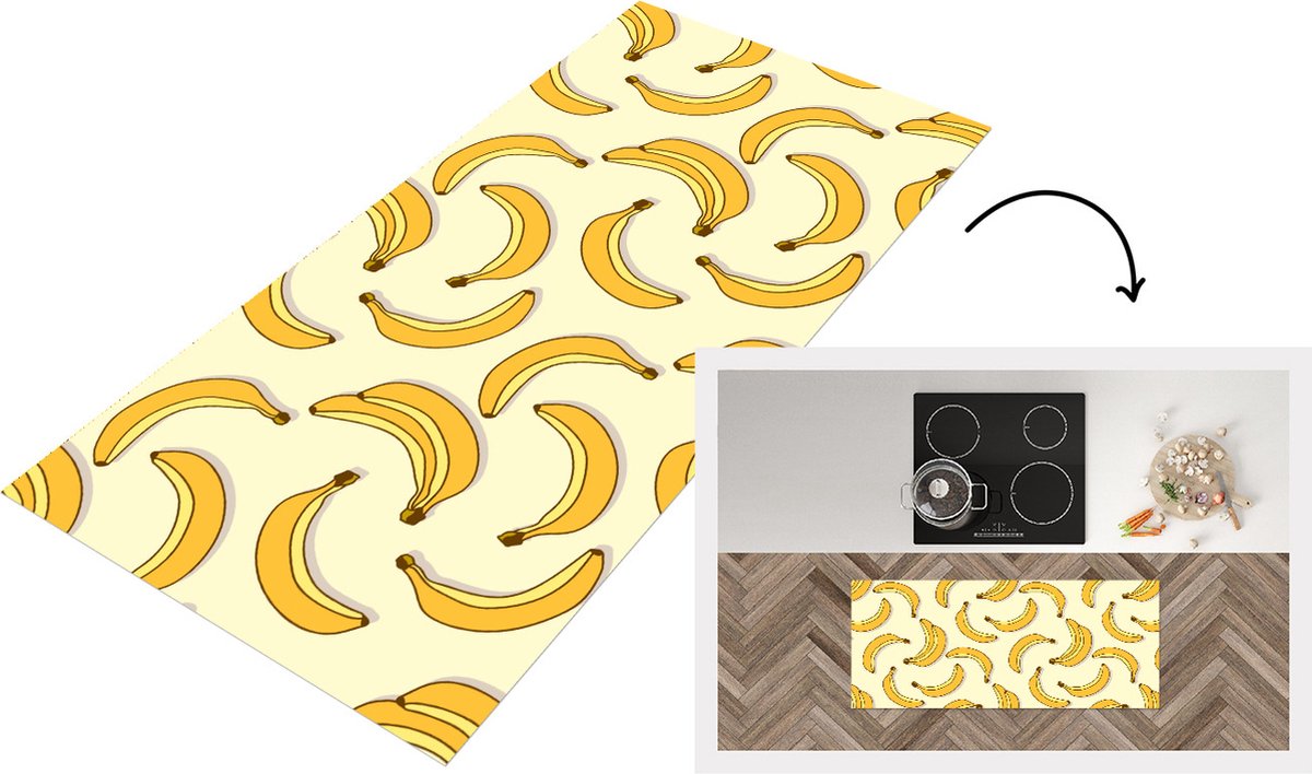 KitchenYeah Keukenloper - Loper keuken - Fruit - Design - Banaan - 120x50 cm - Keukenloper vinyl Multicolor