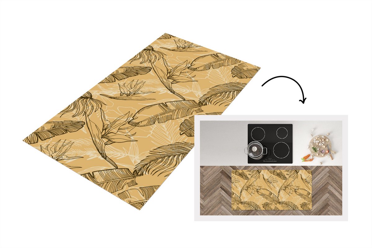 KitchenYeah Keukenloper - Loper keuken - Bladeren - Zomer - Tropisch - Hawaii - 120x60 cm - Keukenloper vinyl Multicolor