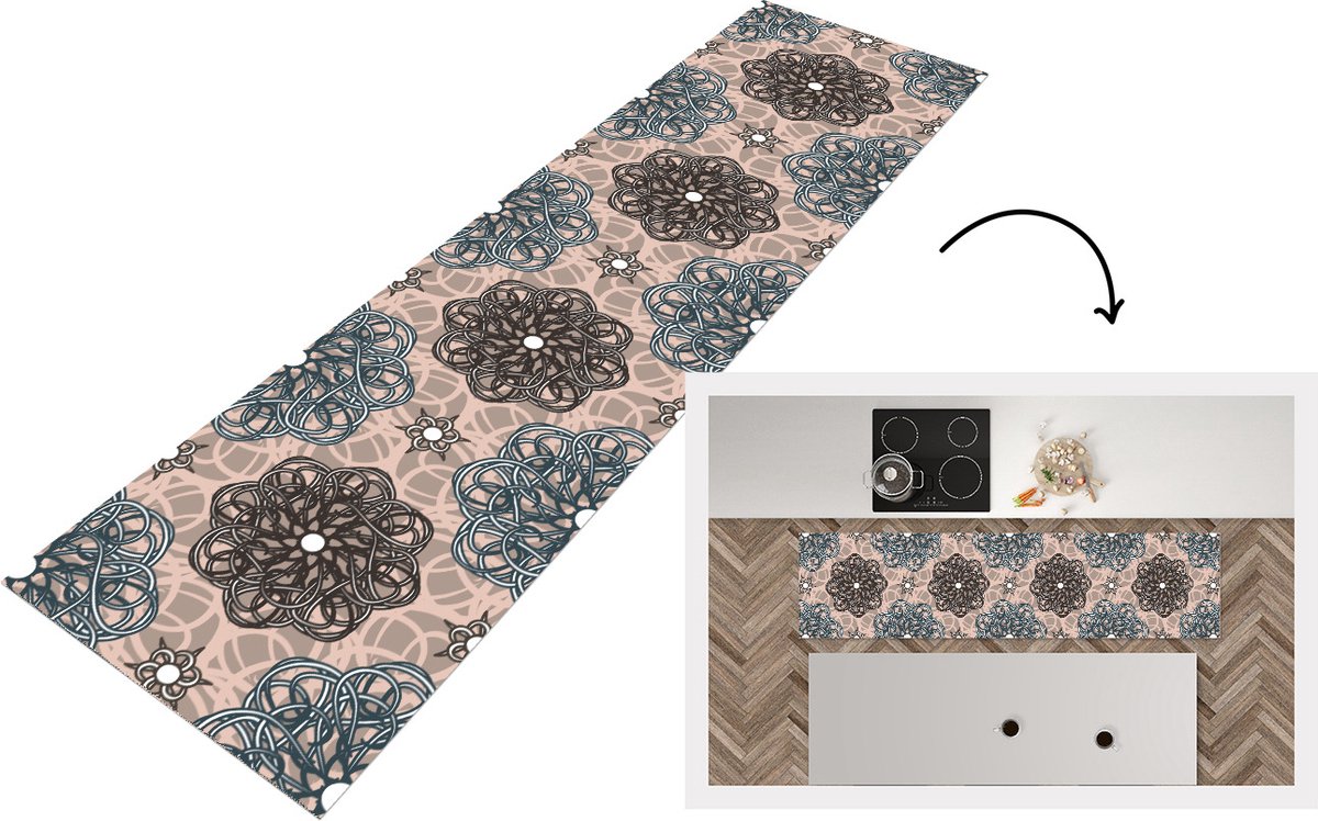 KitchenYeah Keukenloper - Loper keuken - Patronen - Abstract - Bloemen - 240x60 cm - Keukenloper vinyl Multicolor