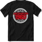 1960 Limited Edition | Feest Kado T-Shirt Heren - Dames | Wit - Rood | Perfect Verjaardag Cadeau Shirt | Grappige Spreuken - Zinnen - Teksten | Maat L