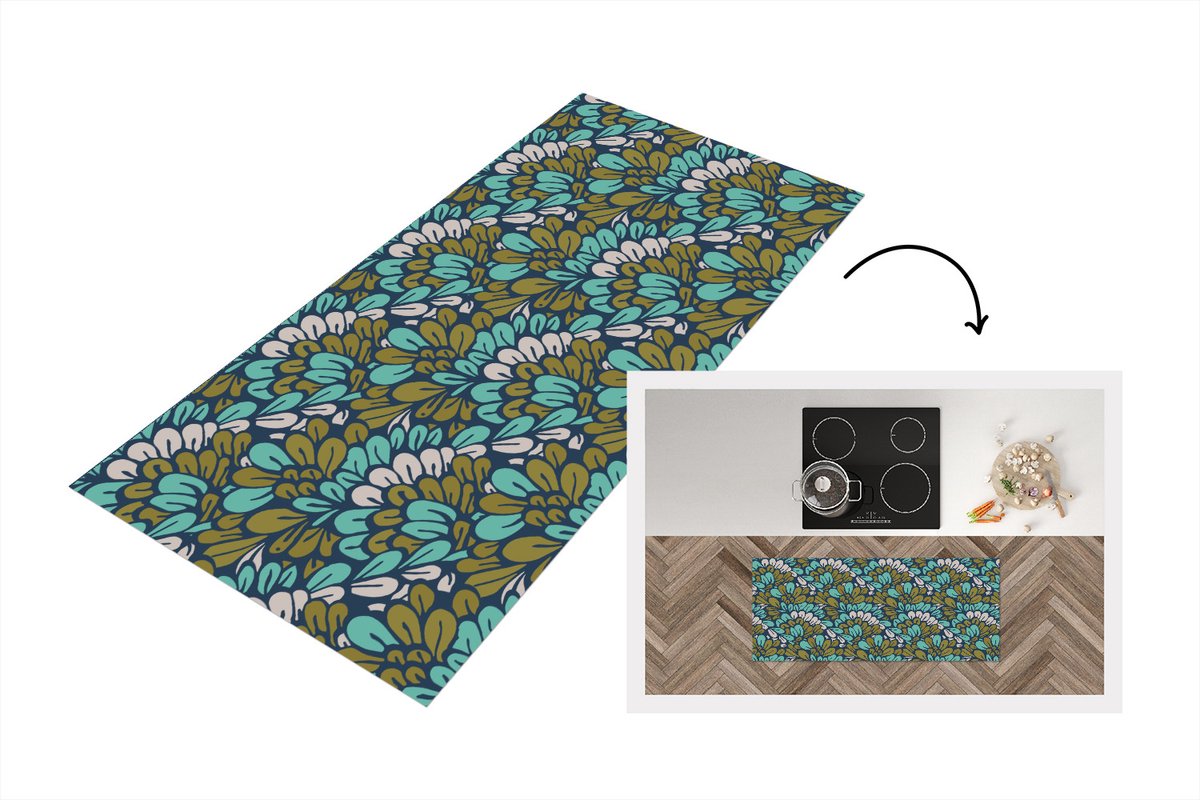 KitchenYeah Keukenloper - Loper keuken - Patronen - Jungle - Plant - 120x50 cm - Keukenloper vinyl Multicolor