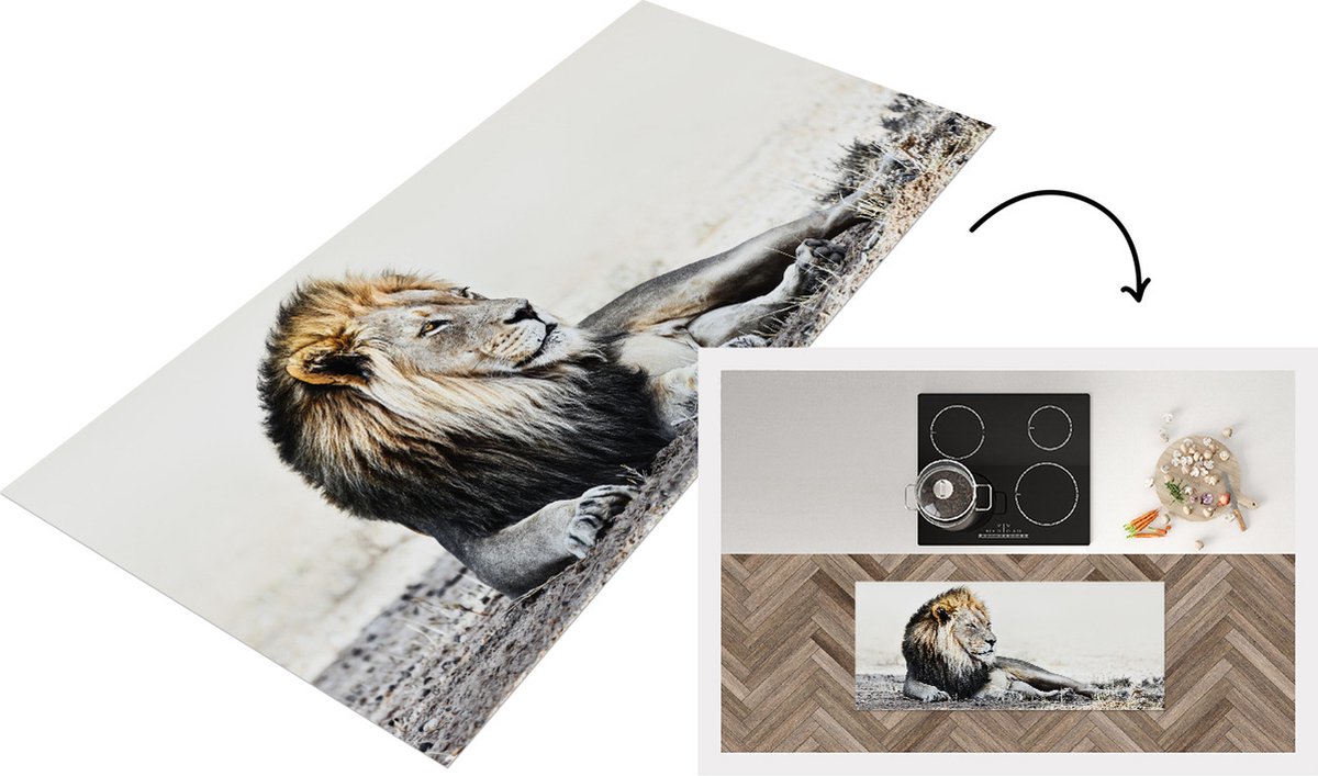 KitchenYeah Keukenloper - Loper keuken - Leeuwen - Kleuren - Illustratie - 120x50 cm - Keukenloper vinyl Multicolor