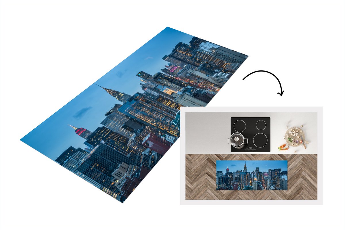 KitchenYeah Keukenloper - Loper keuken - New York - Skyline - Empire State Building - 120x50 cm - Keukenloper vinyl Multicolor