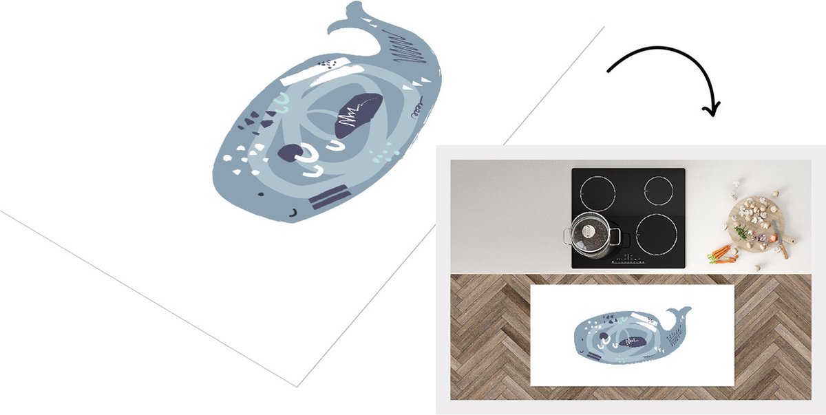 KitchenYeah Keukenloper - Loper keuken - Walvis - Grijs - Pastel - Keukenloper vinyl, foto 2