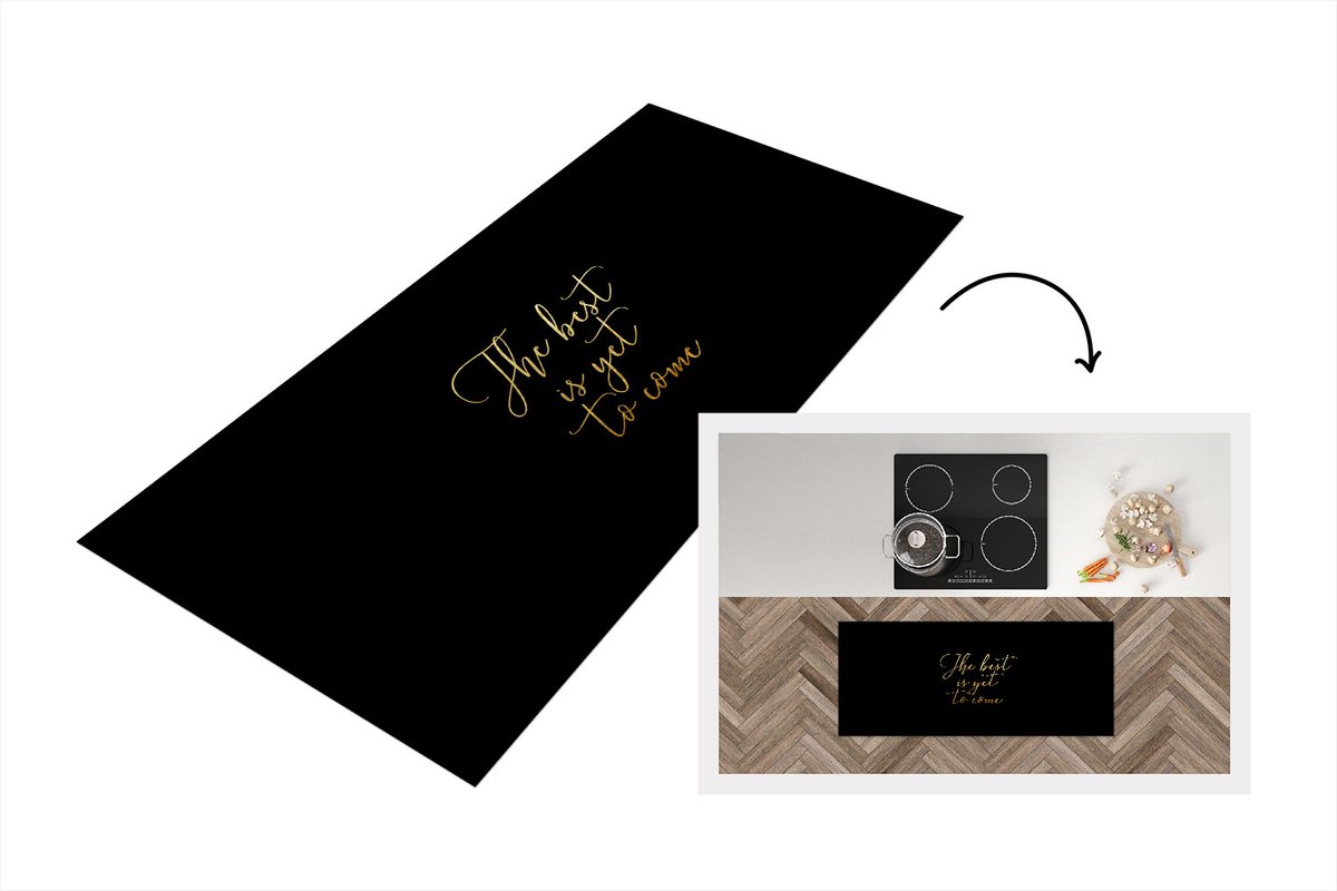 KitchenYeah Keukenloper - Loper keuken - Motivatie - Goud - Zwart - Quote - 120x50 cm - Keukenloper vinyl Multicolor