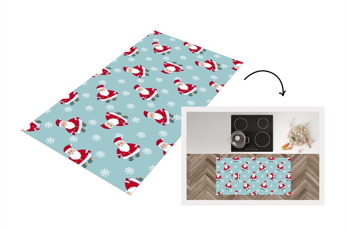 KitchenYeah Keukenloper - Loper keuken - Kerstman - Sneeuwvlok - Patronen - Kerst - Keukenloper vinyl multicolor, foto 5