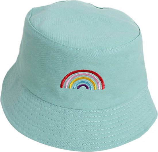 Kinder Bucket Hat - Groen | Regenboog | 52 cm | Tweezijdig / Reversible | Fashion Favorite
