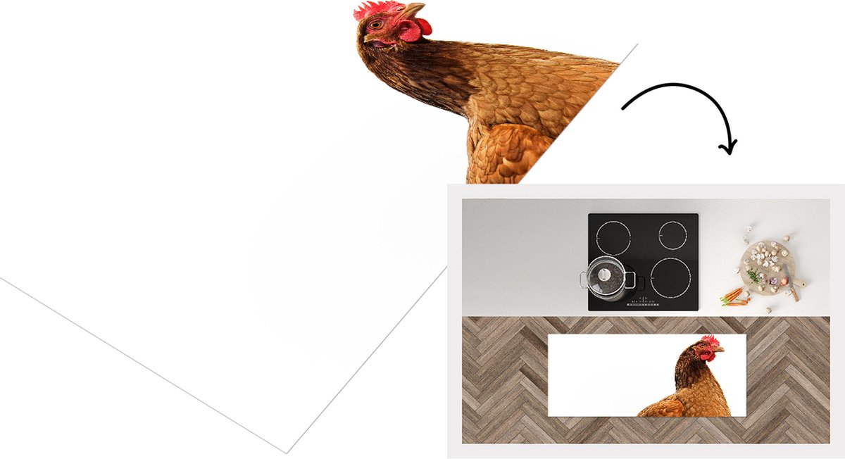 KitchenYeah Keukenloper - Loper keuken - Nieuwsgierige kip - Keukenloper vinyl Multicolor